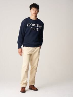 Freeman’s Sporting Club Jacquard Navy Blue Logo Crewneck Knit Sweater XS